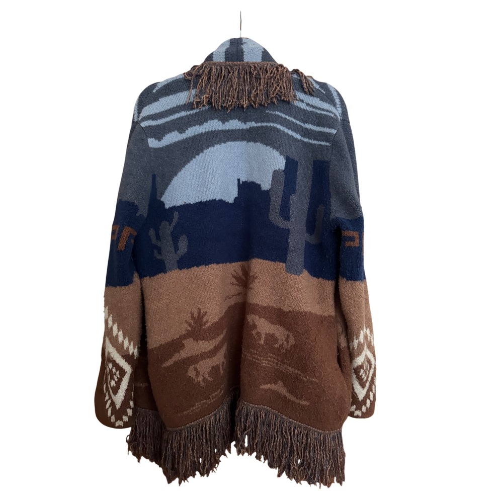 Idyllwind Open Front Cardigan Southwestern Fringe Western Aztec Pattern Medium - Picture 7 of 10